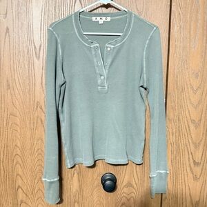 AMO A M O Thermal Henley Long Sleeve Tee Large